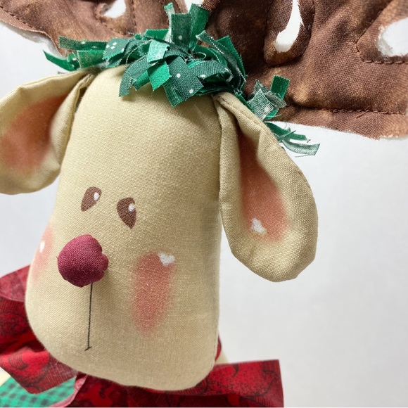 Vintage Handmade Folk Art Fabric Reindeer Couple Boy Girl 2 Pc. - Picture 13 of 16